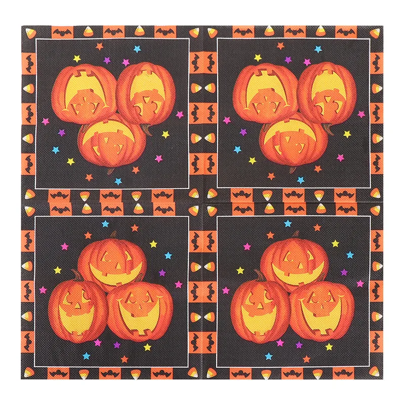 20Pcs Funny Halloween Skull Pumpkin Printed Disposable Napkin Paper Table Dinner Tissues Party Decoration