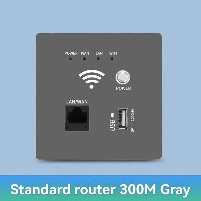 300Mbps 2.4Ghz WIFI Router Wireless WiFi Socket RJ45 AP Relay Smart USB Socket Panel Embedded Wall WIFI Router C-ABWO