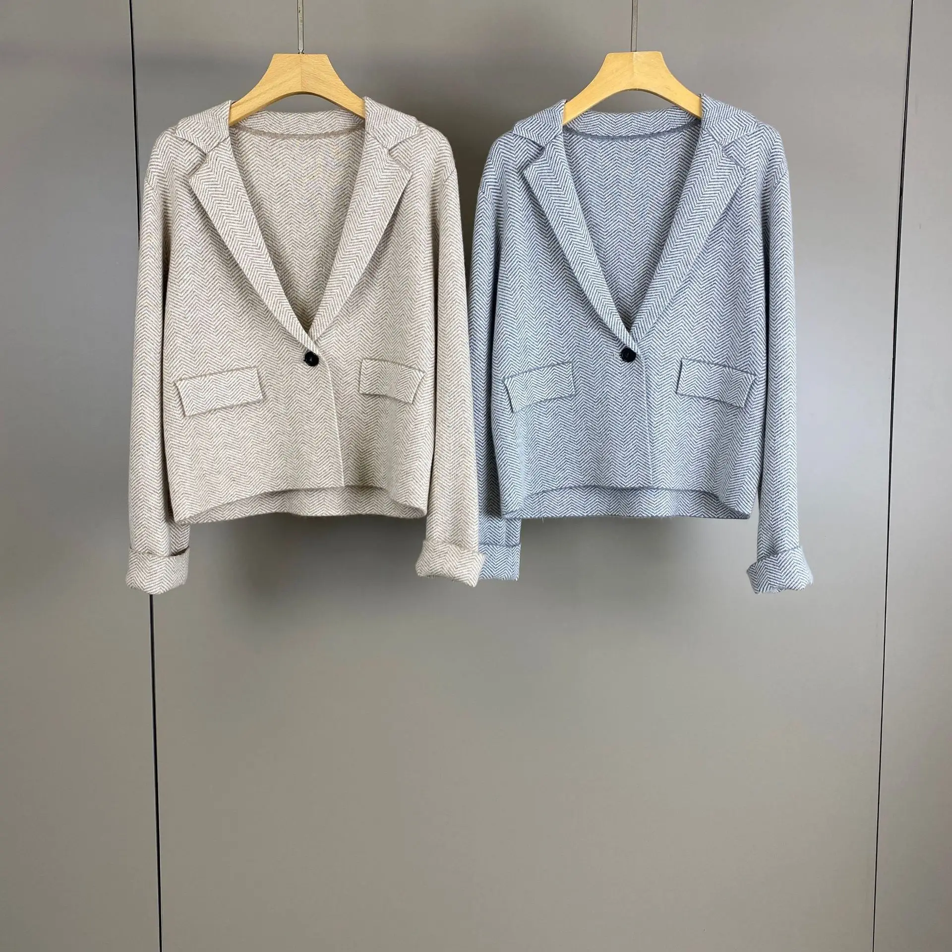 2026 Autumn Winter New Arrival Cashmere Blazer Knit Cardigan Coat for Women