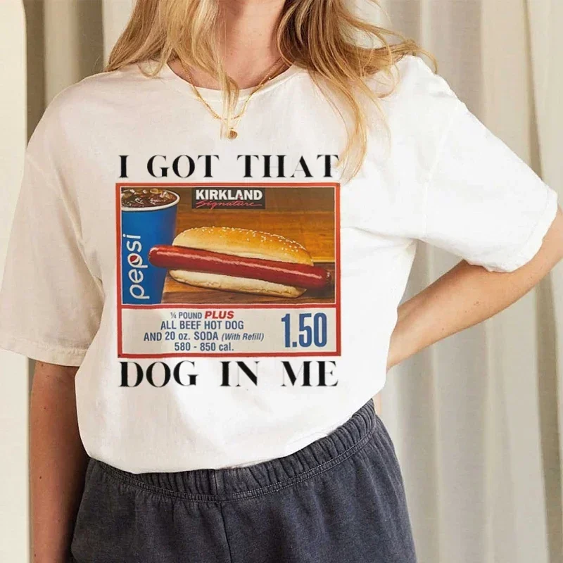 Ich habe diesen Hund in mir Unisex Kurzarmhemd halten dank Meme Harajuku Print T-Shirt lustige Costco Hot Dog Combo Shirt