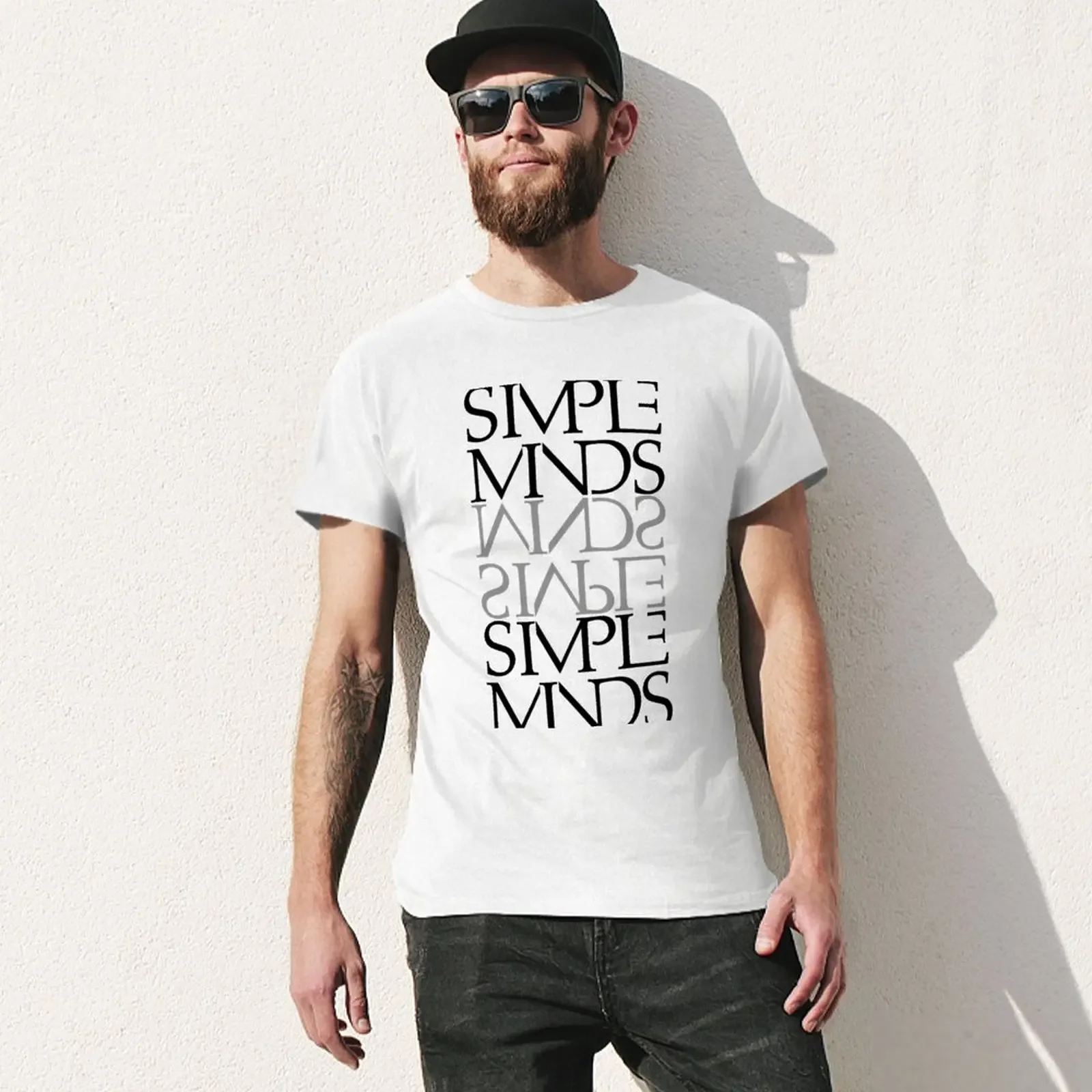 Simple Minds Logo (Black & Black) T-Shirt korean fashion blacks blanks plain white t shirts men