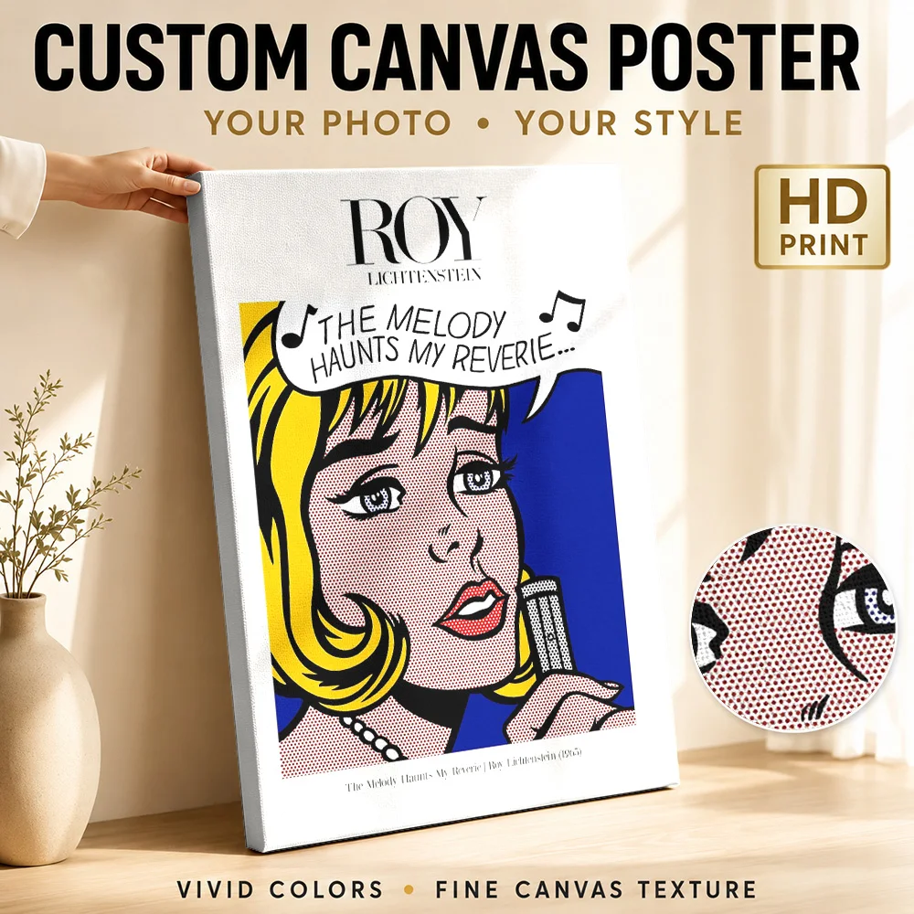 Roy Lichtenstein | The Melody Haunts My Reverie Canvas Print Poster Customized Game Wall Paintings Decoration for Teen Bedroom