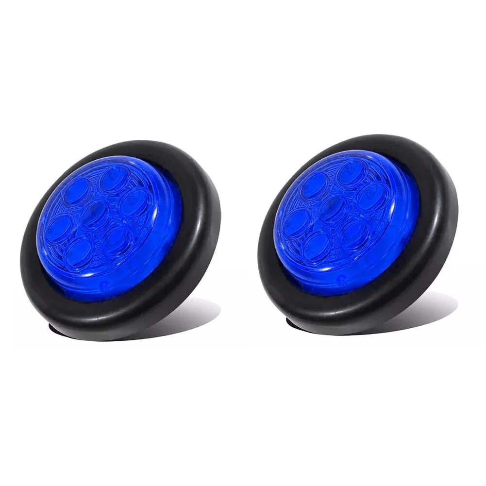 

2pcs Blue 2 inch Round Truck Trailer Side Marker Lamp 7-LED Clearance Tail Light 12V fit for RVs Utes UTVs Boat Caravans