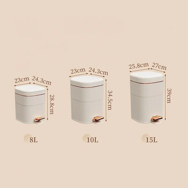 10/15L Living Room Trash Can with Lid Pedal Type  Trash Can Toilet Bedroom Office Paper Towel Basket Kitchen Trash Can