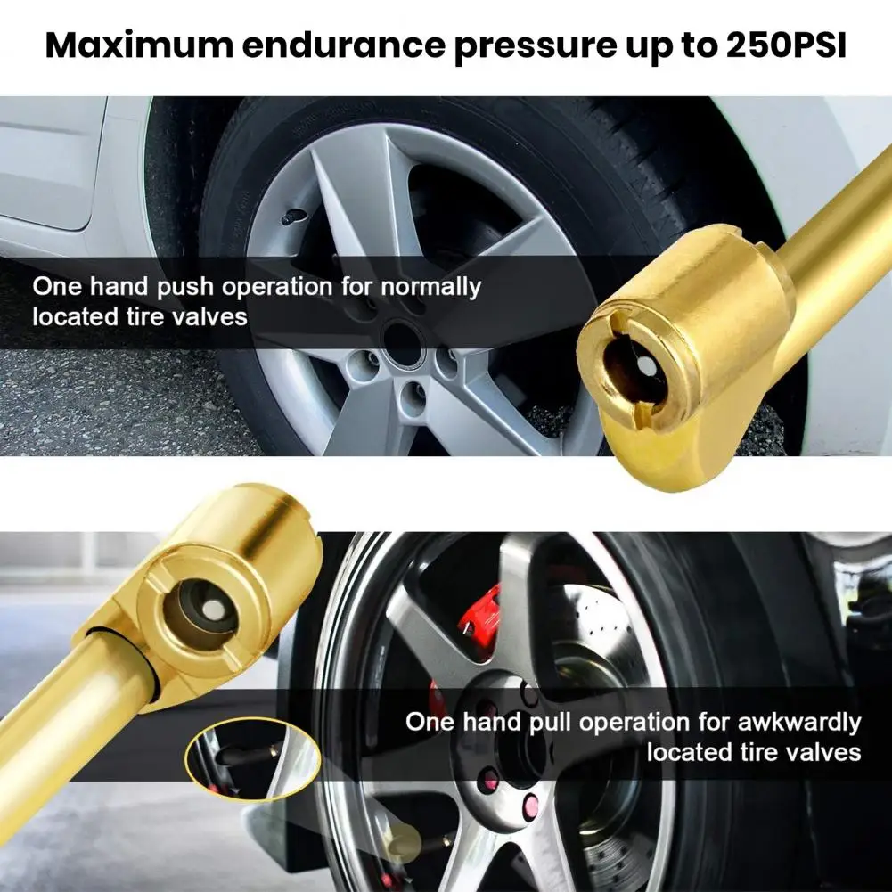 No Air Leakage Air Chuck Heavy Duty Tire Chuck Adapter Set with Dual Head Closed Ball 1/4 Npt Male Plug Tape Inflator Gauge