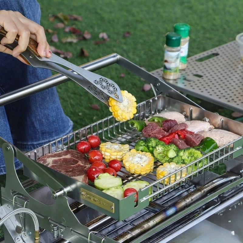 Removable Flip Grill Charcoal Outdoor Fire Pit Brazier Gas Stove