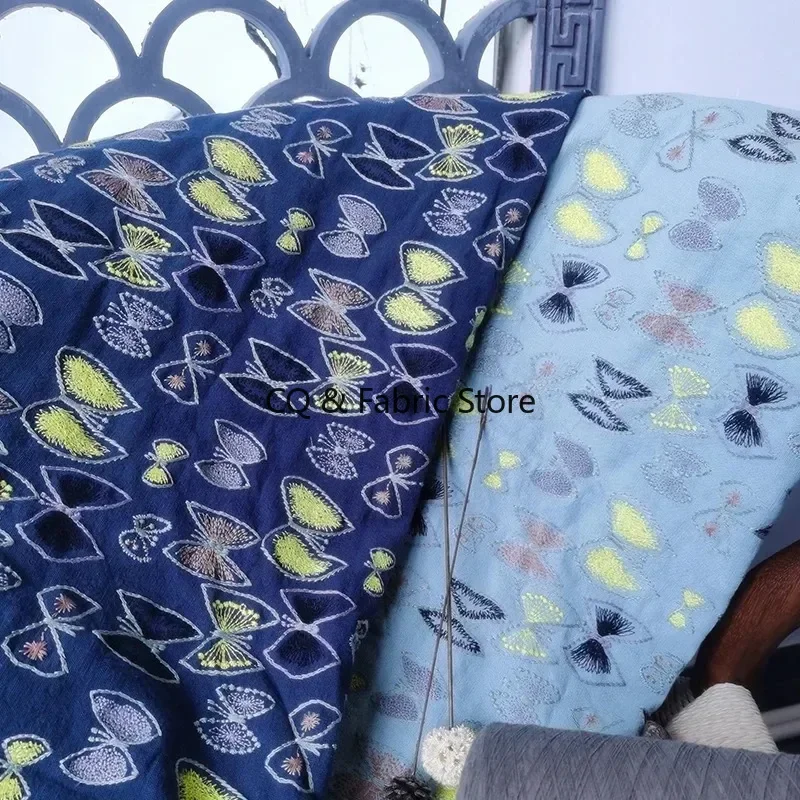 نسيج DIY الصناعة الثقيلة ثلاثي الأبعاد التطريز نسيج القطن والكتان الكرتون فراشة النسيج اليابانية Ins أريكة الستار