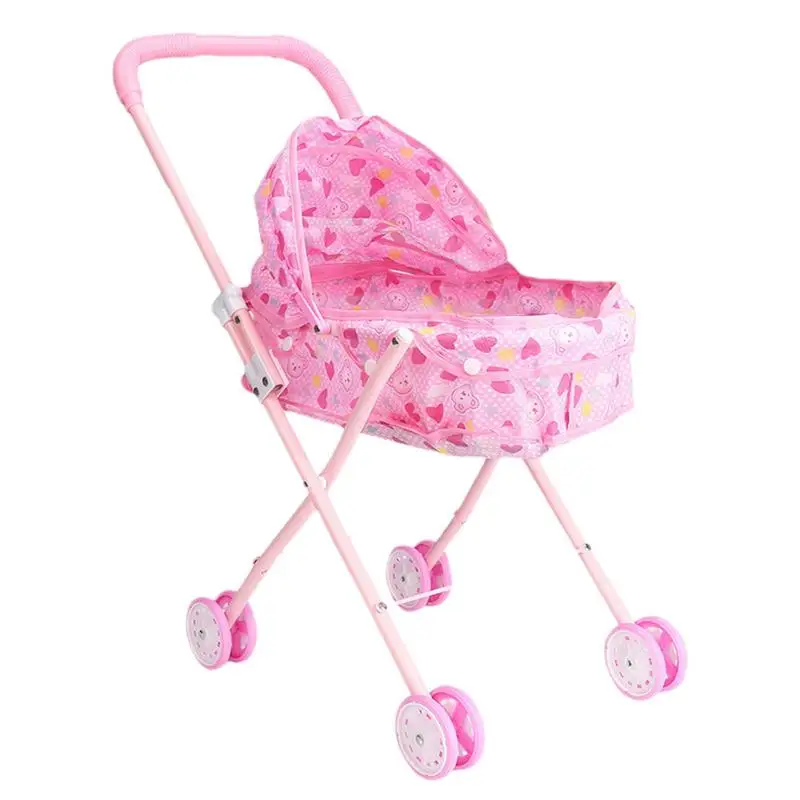 

Baby Stroller Toy Foldable Doll Stroller Toy Realistic Detachable Toy Pram With Retractable Canopy And Soft Grip Handle Durable