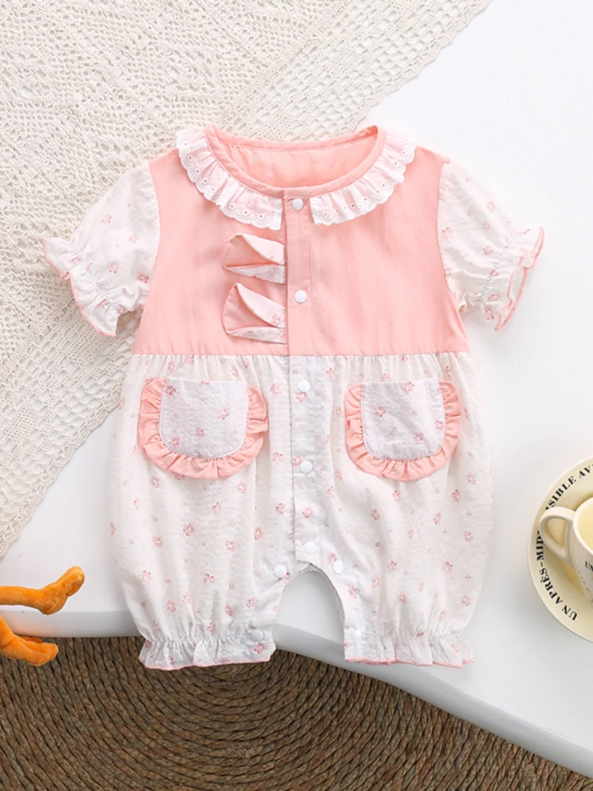 

Очаровательный тонкий летний комбинезон-пижама для новорожденных девочек из хлопка, модный костюм-комбинезон