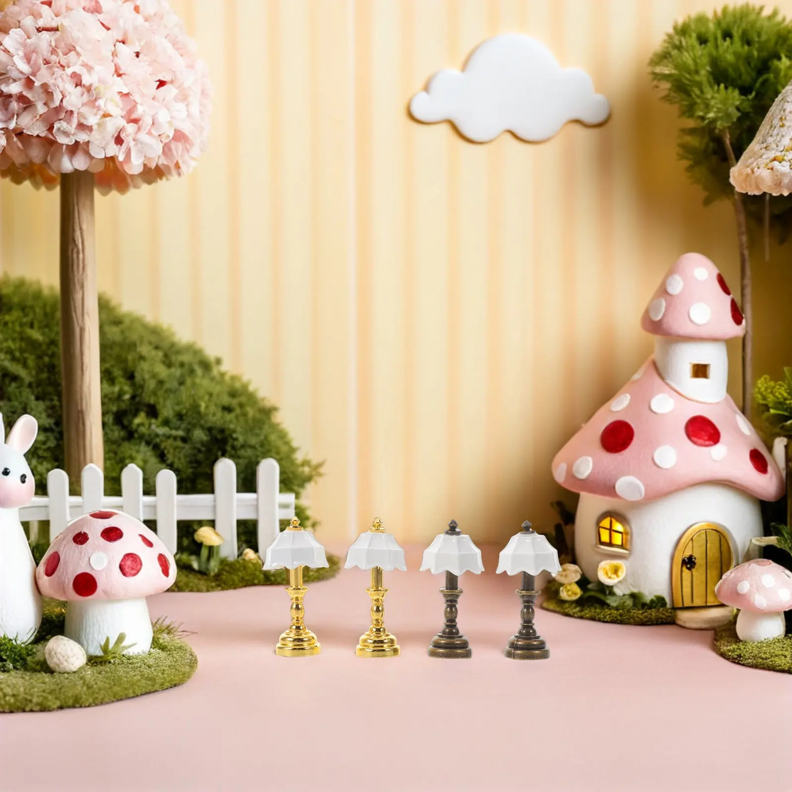 

4Pcs Miniature Table Lamps 1 12 Scale Bedside Desk Light for Dollhouse Bedroom Lighting Tiny Lamp Decoration Miniature Furniture