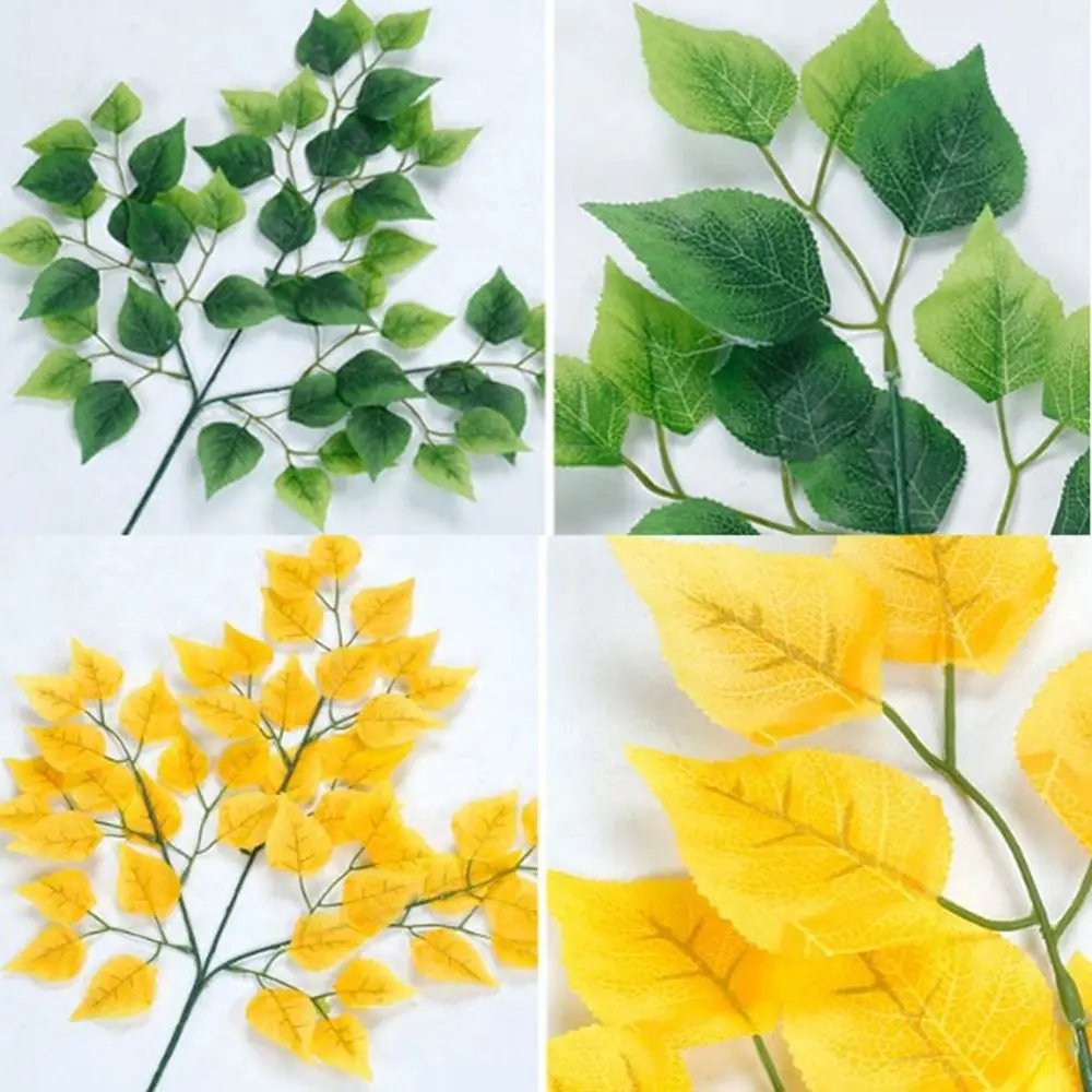 High Quality 10Styles Banyan Tree Leaves Green Color Simulated Leaves Ginkgo Biloba Branches Home Decoration