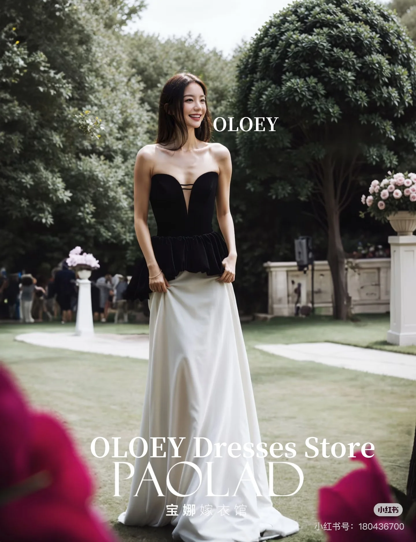 OLOEY 대비 흑백 저녁 파티 드레스 벨벳 연인 긴 공식 파티 드레스 행사 이벤트 생일 사용자 정의