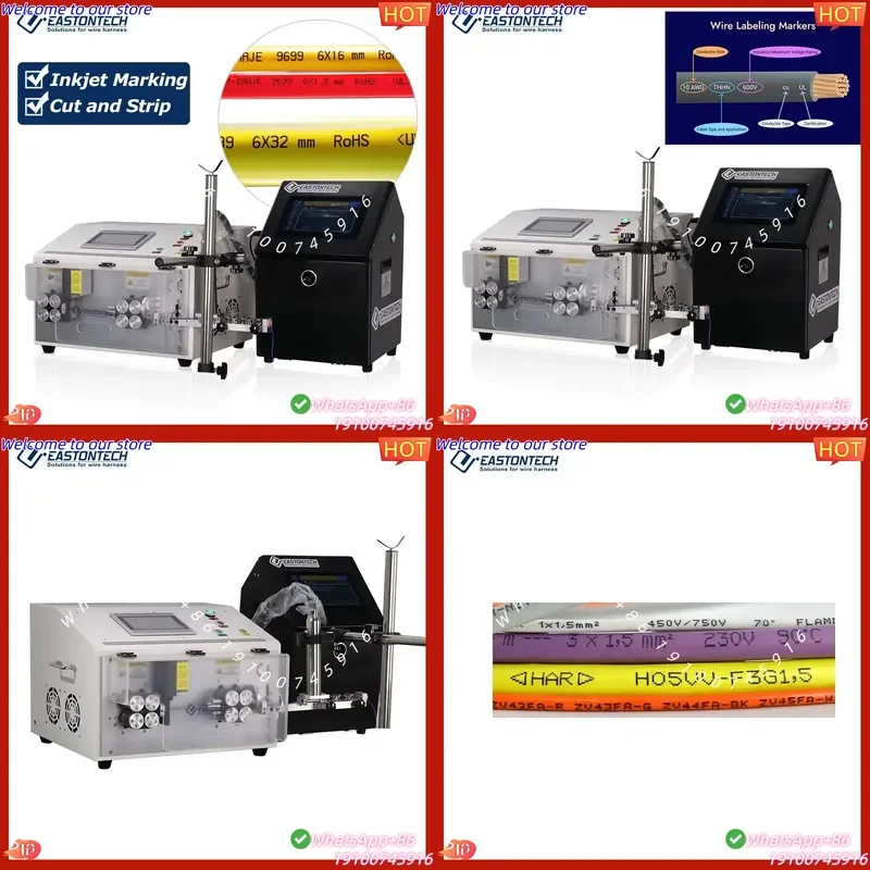 2026 Automatic Electrical Wire Cable Cutting and Stripping Machine EW-05A+P Inkjet Marking Printing Machine 1.5 - 35 Mm2