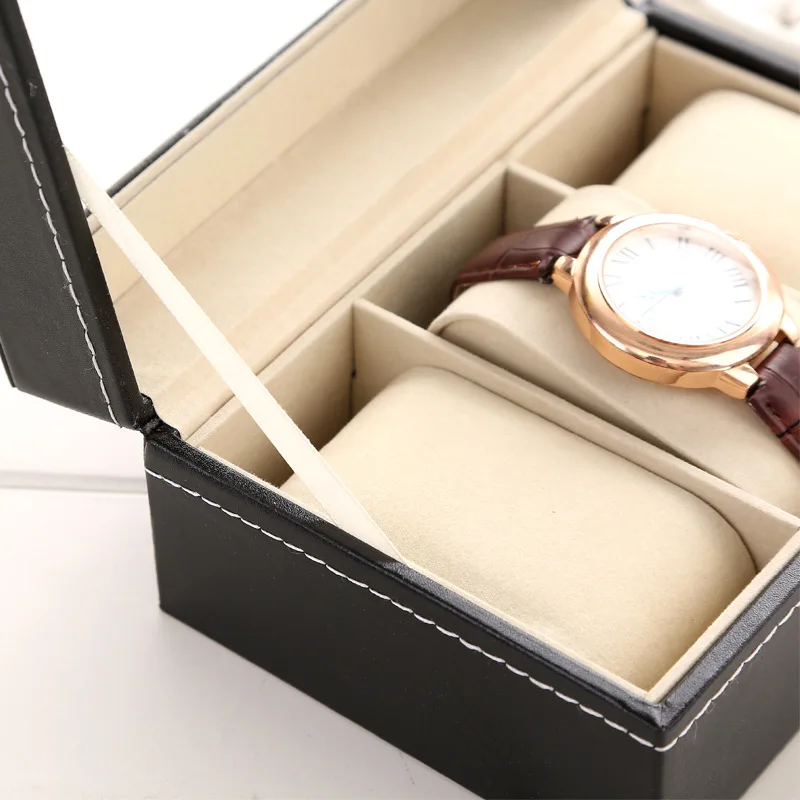VANSIHO Promotion Hot Sale Professional  Multiple Luxury PU Leather Gift Packaging Watch Storage Box Black  Watch Case