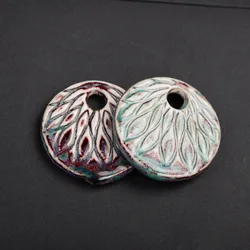 50# Big craft micangas Abstract Image Retro Double-sided Art Ceramic Pendant Jewelry Accessories #8A4164