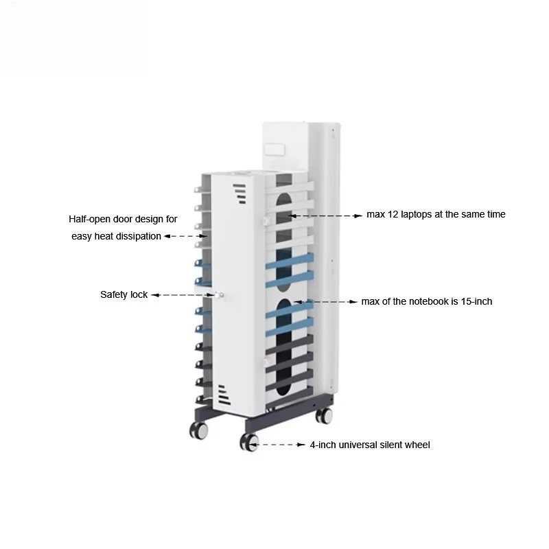 High Quality Smart Charging Tablet and Laptop Trolley Cart with Locking Cabinet and Wheels for Educational Facilities