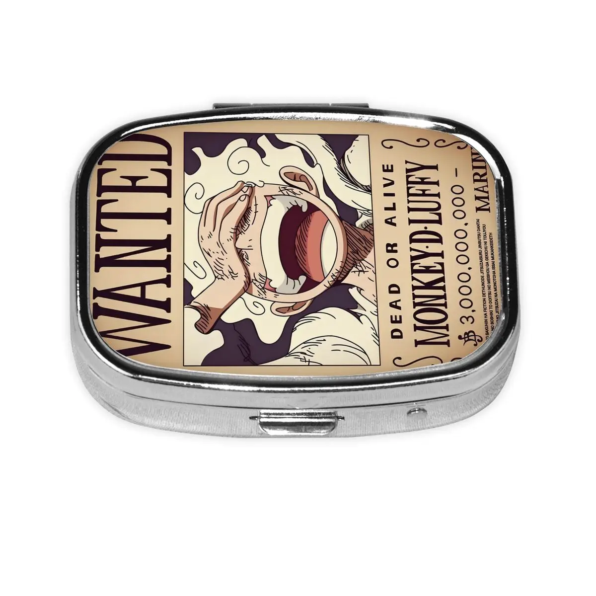 Pastillero cuadrado de cómic de Anime Luffy, dispensador de pastillas de 2 rejillas, equipo 5, soporte portátil para medicina de viaje, contenedor de caja de almacenamiento