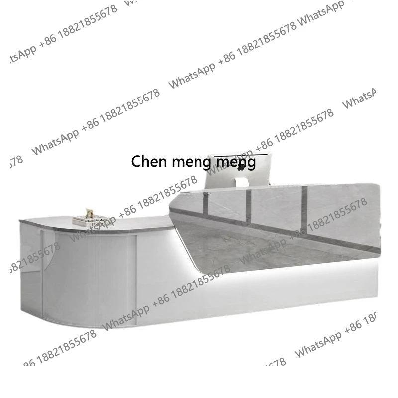 X Checkout page Simple and modern, small counter table curved rounded corners, reception desk