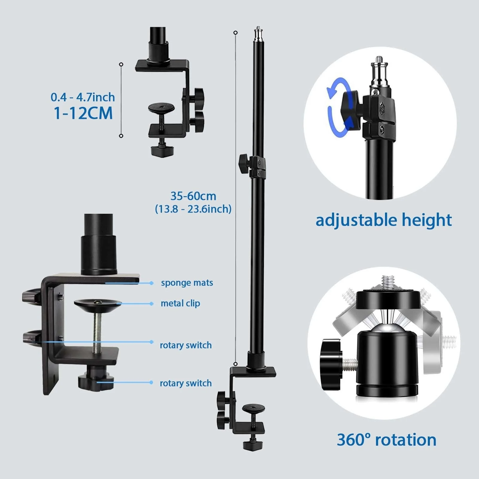 LED Photo Studio Light Video Recording Lighting Photography Panel Lamp With Desk Mount Stand for Youbute Live Streaming  Meeting