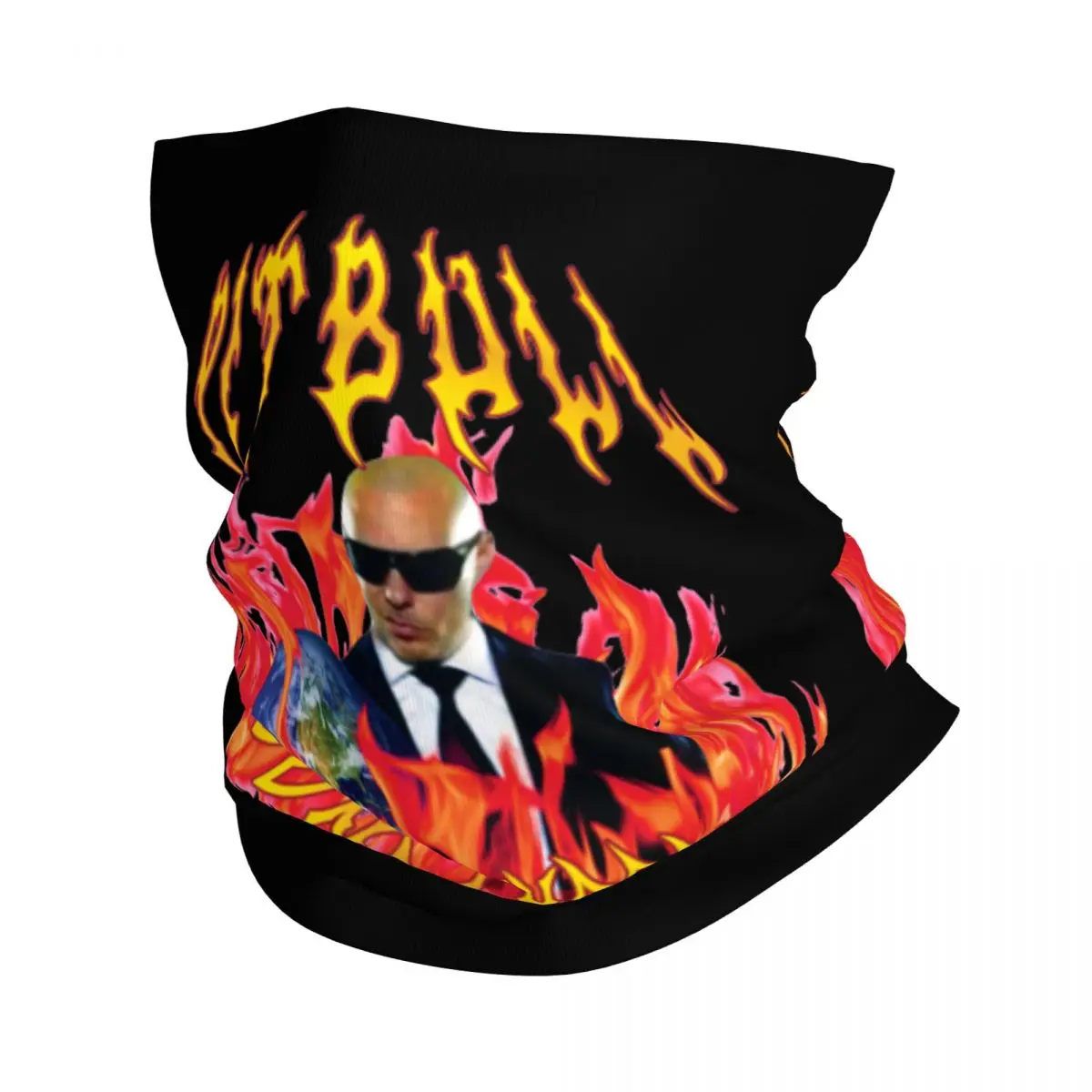 Heavy Metal Pitbull With Flames Mr.Worldwide Bandana Neck Gaiter Printed Balaclavas Mask Scarf  Headwear Fishing for Men Women