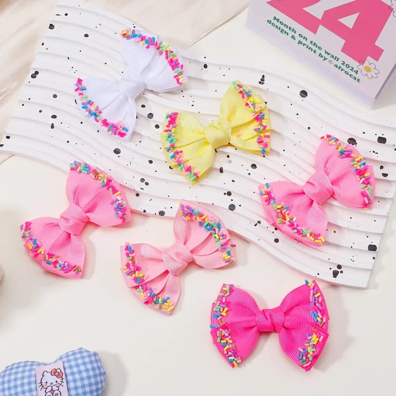 

6pcs/ Girls Hair Bows Clips Candy Color Solid Ribbon Hairpin Bowknot Alligator Clip for Baby Toddler Kids Headwear Accessories