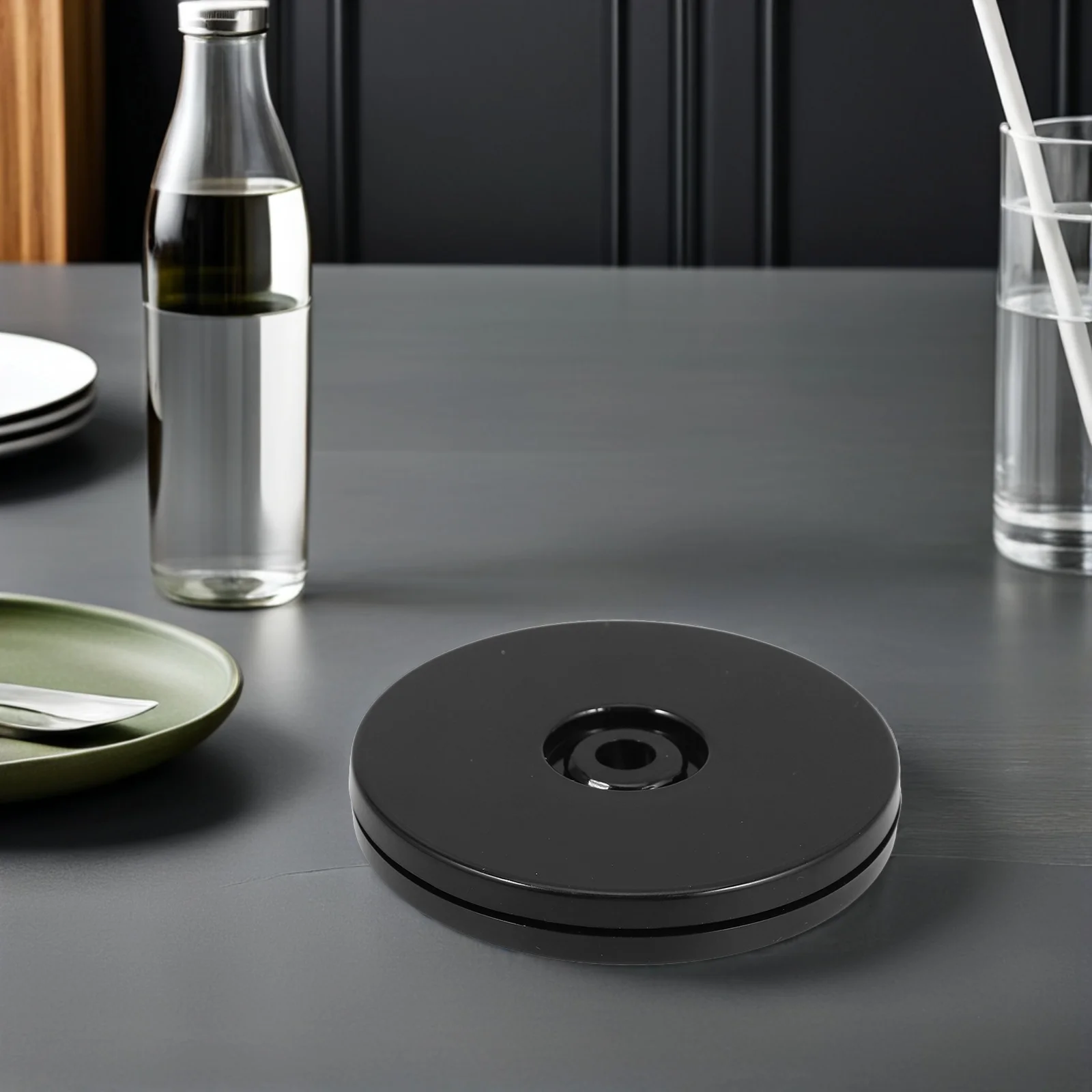 Rotating Table Stand Turntable Black 7.86 360 Degree Swivel Base for Menu Display Cake Serving Dining Table Accessories