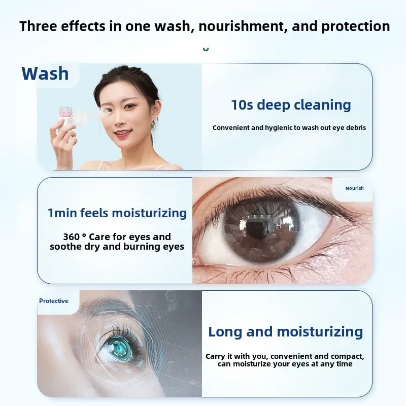 260ml with cup Liangjingling Eye Wash Portable Blueberry Lutein Lotion Dry Eyes Tired with Foreign Body Makeup Residue