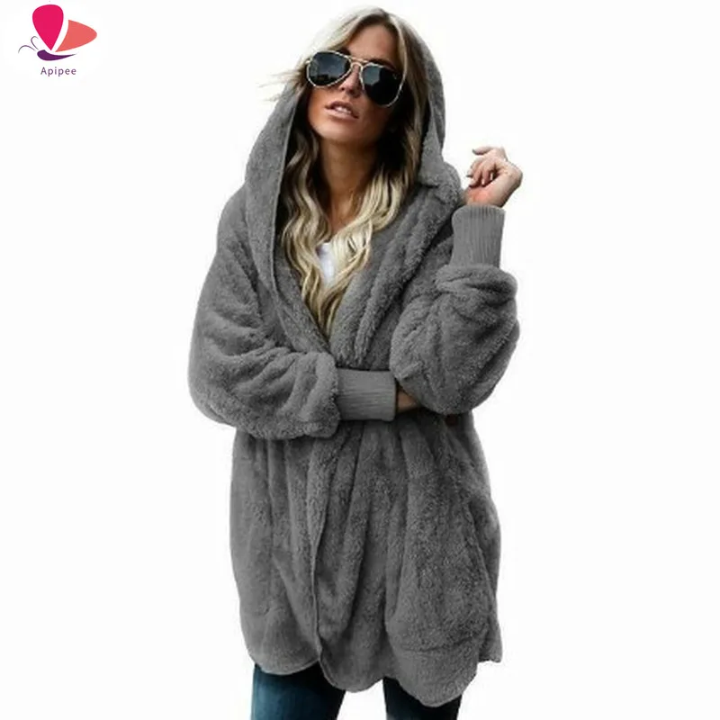 

APIPEE Womens Coats Winter Long Jacket Hoodies Parka Outwear Cardigan Coat Wool Coat Ropa Invierno Mujer 2024 5XL