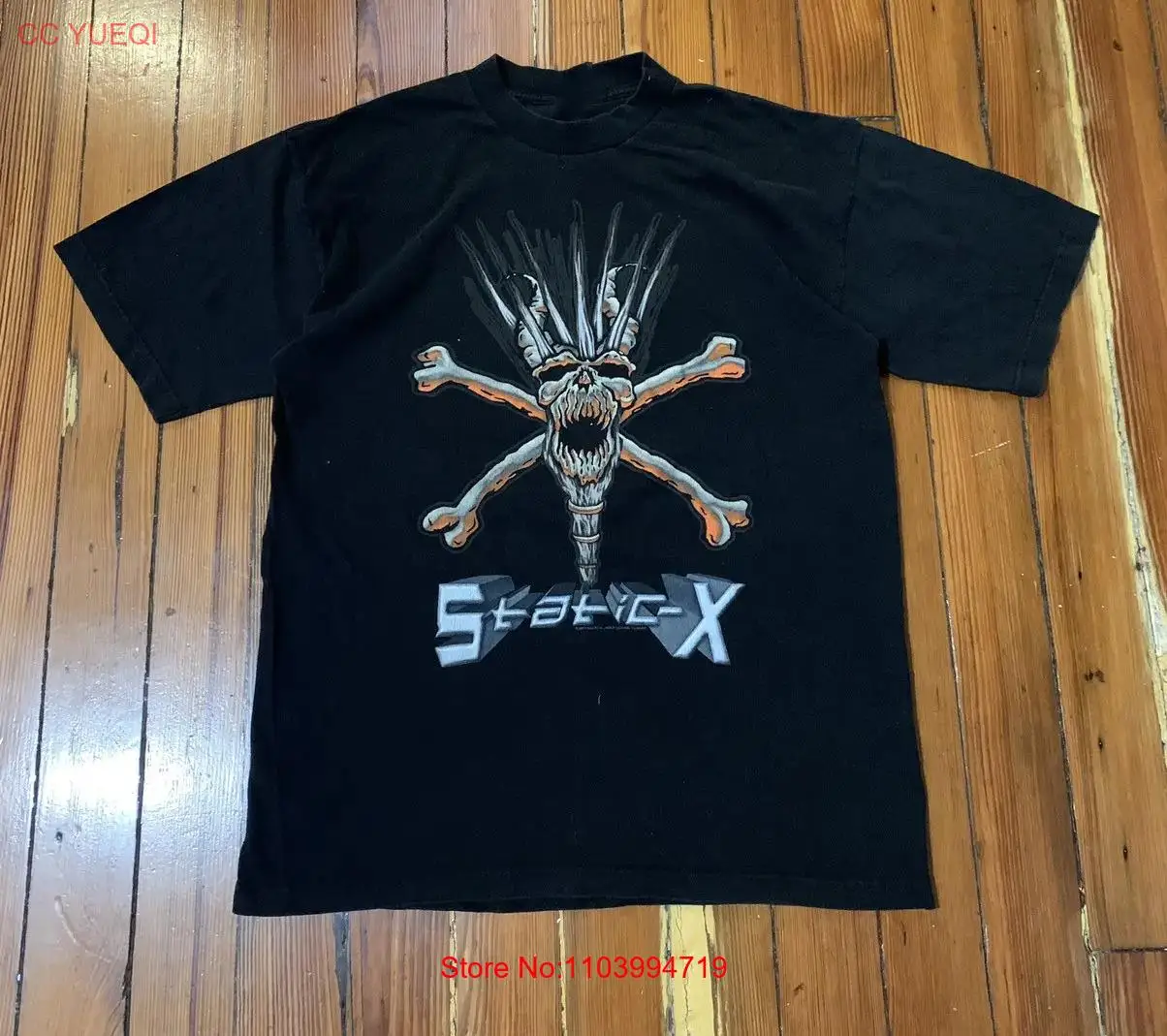 Vtg Static X Band Tour концерт 2000s Тяжелая хлопковая черная Стандартная рубашка унисекс J714