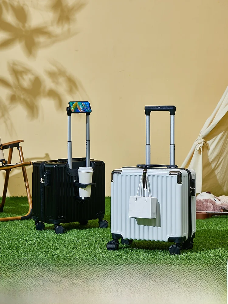 small-carry-on-suitcase-fashionable-abs-pvc-luggage-for-short-trips-men's-model-plane-pulling-handle-leather-suitcase