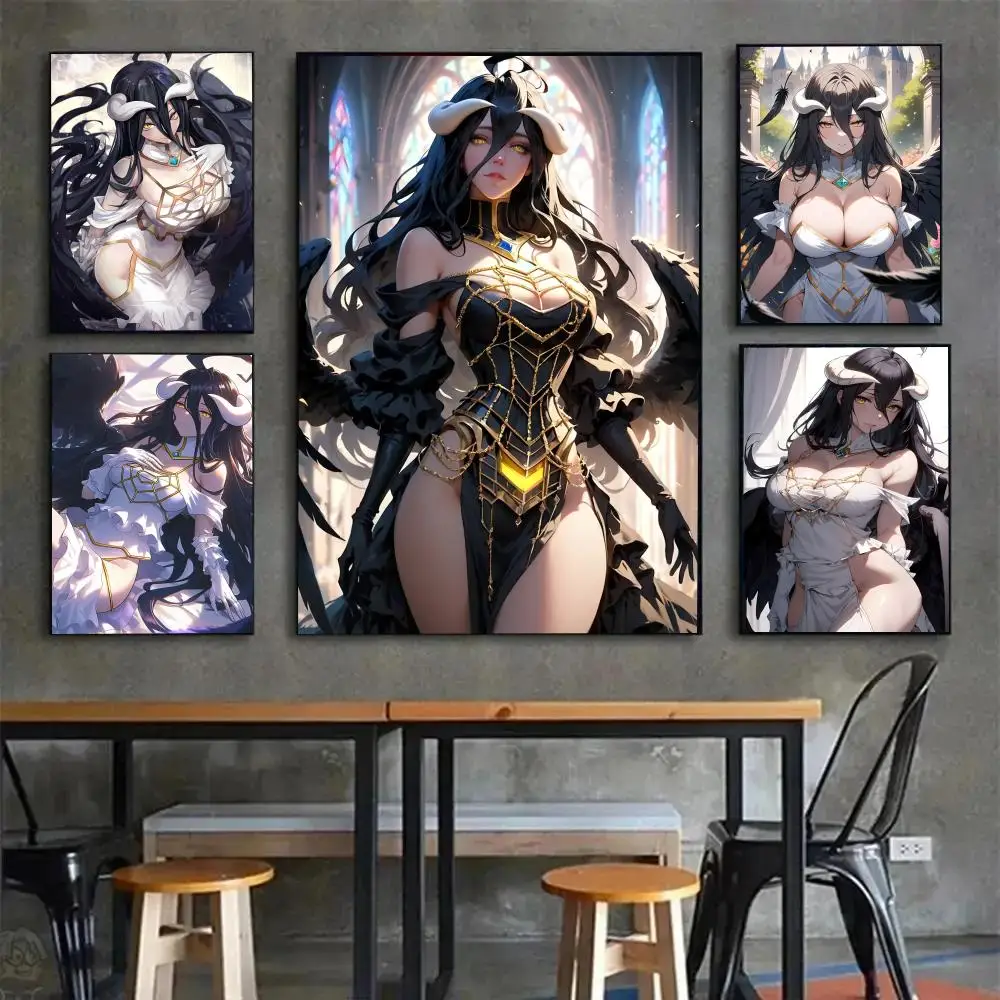 Dark Majestic Fantasy Anime Style A-Albedo Poster Painting Wall Art Mural for Living Room Home Decor and Gifts