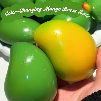 Color Changing Mango Squishy Fidget Toy Soft ASMR Sensory Squeeze Ball Sensory Fidget Toys Photochromic Stress Relief For Adults