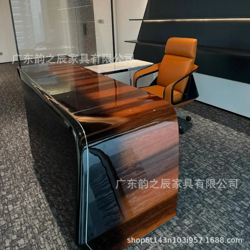 

Modern Italian Light Luxury Boss Table Special-shaped Paint Boss Desk High-end Atmosphere President Office Large Desk