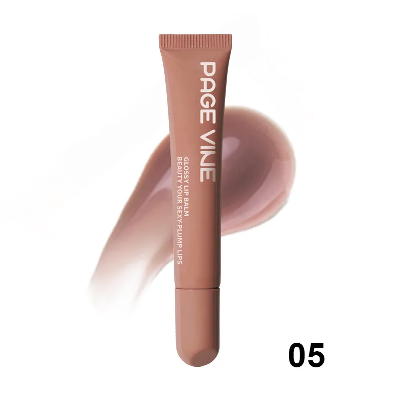 PAGE VINE Peptide Lipgloss, flüssig, wässrig, glänzend, Gelee-Tönung, Lippenfleck, feuchtigkeitsspendender, feuchtigkeitsspendender Lippenbalsam, sexy, prallere Lippen, Make-up