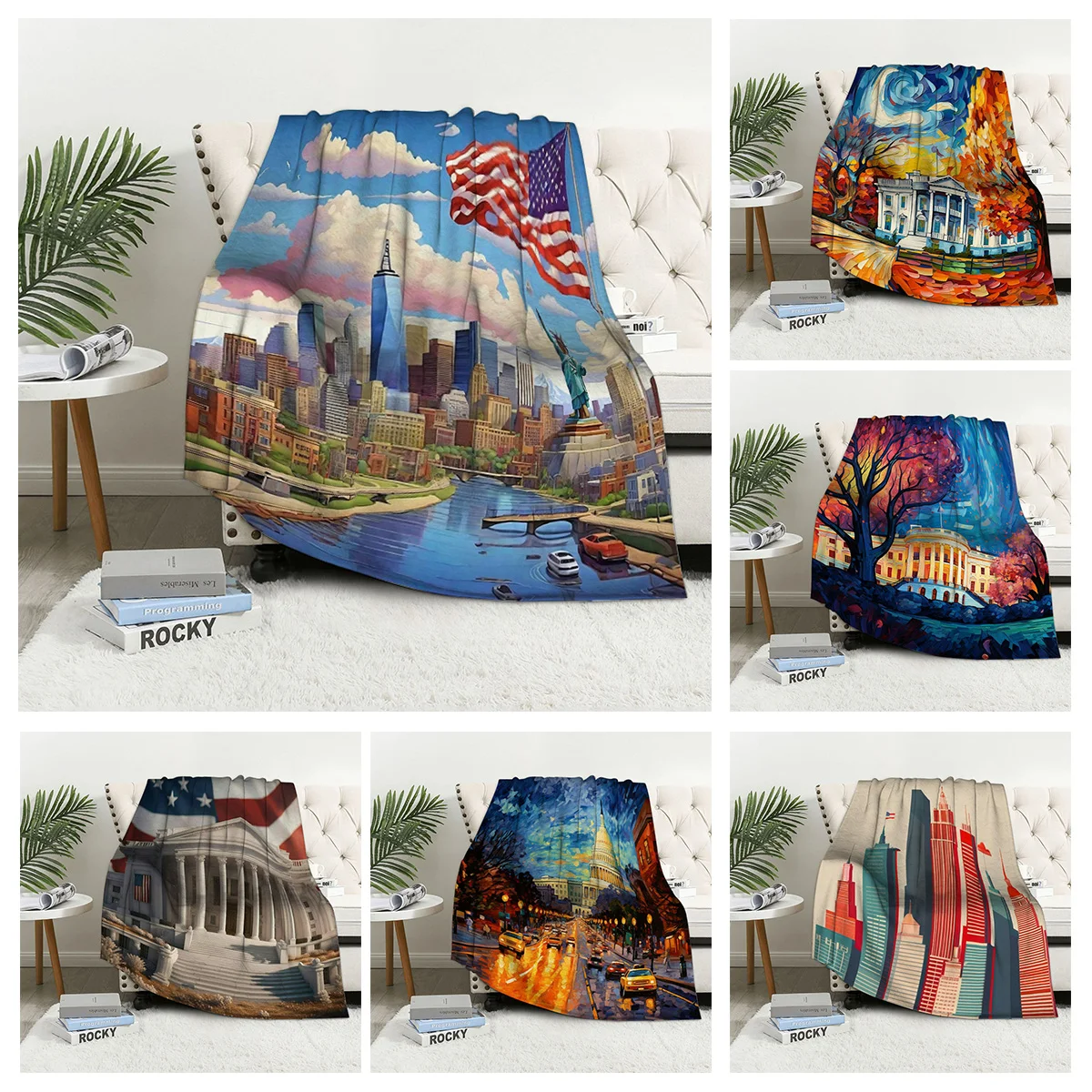 

American Style Retro Blanket Ins Style Bedroom Sofa Plush Cover Blanket Party Room Decorative Blanket 150cmx200cm