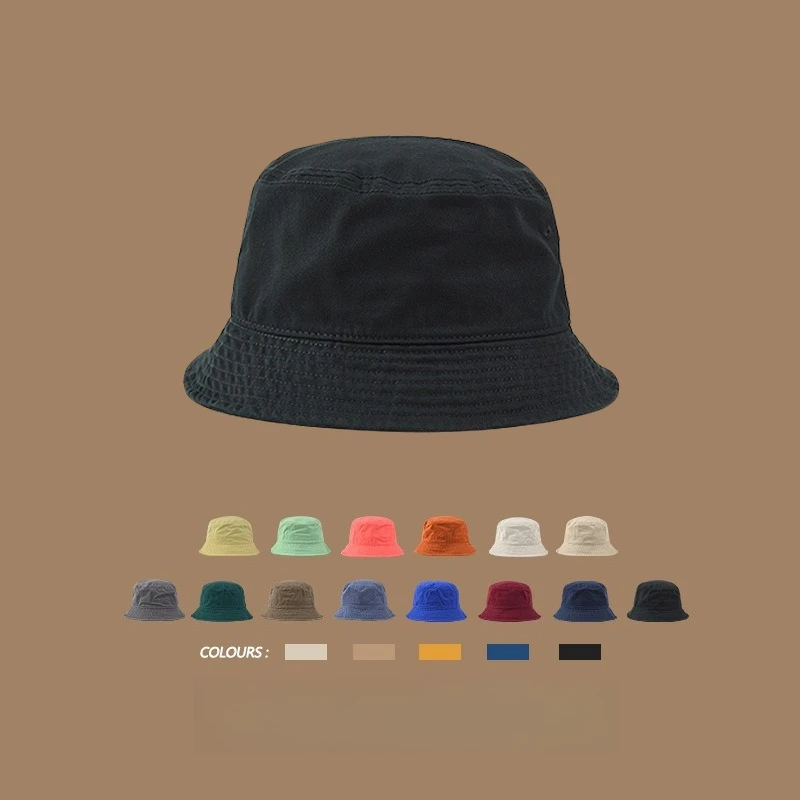 Customizable Bucket Hat, Multi-color in Stock, Outdoor Sun Protection Personalized Logo/Text Print Washed Cotton Fisherman Hat