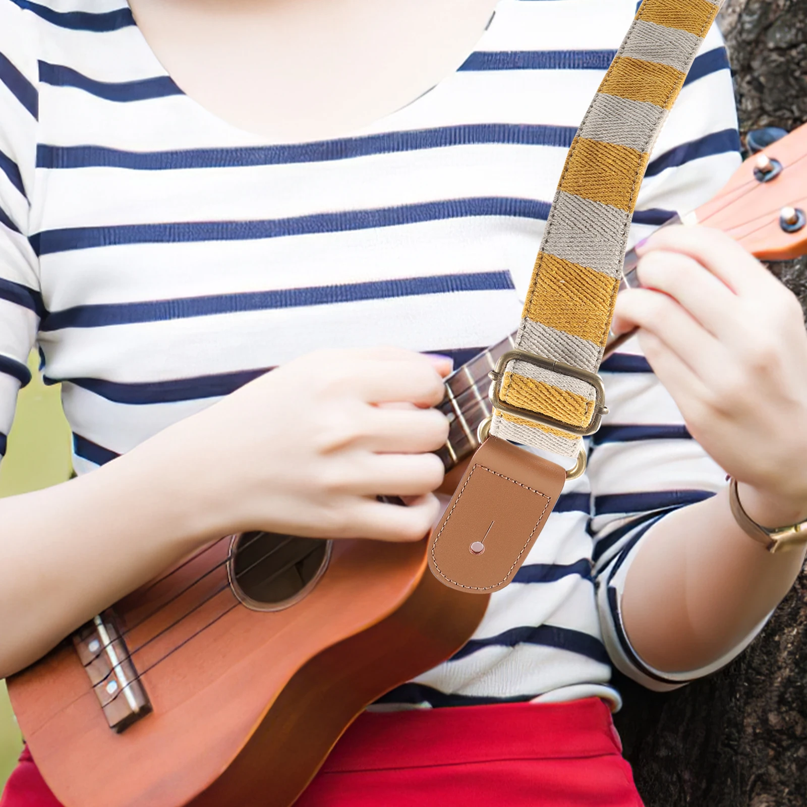 

Ukulele Strap Delicate Guitar Adjustable Straps for Adults Cotton Mens Replacement Embroidered Miss