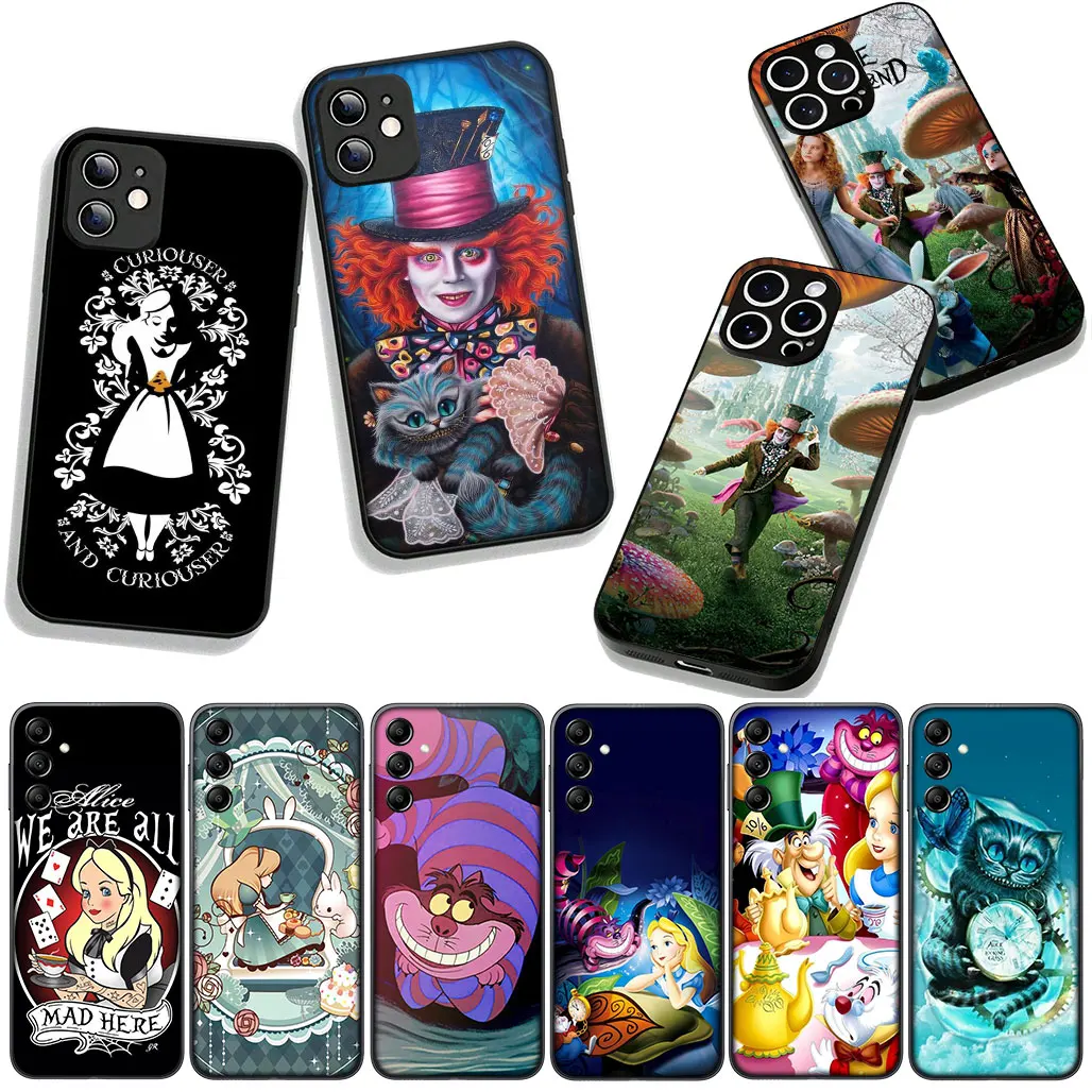 Для Samsung Galaxy A12 A14 A31 A41 A50 A51 A6 A7 A70 A71 A72 A21S M56 M15 Note 20 9 8 10 Чехол Алиса в Стране Чудес Милый Кот