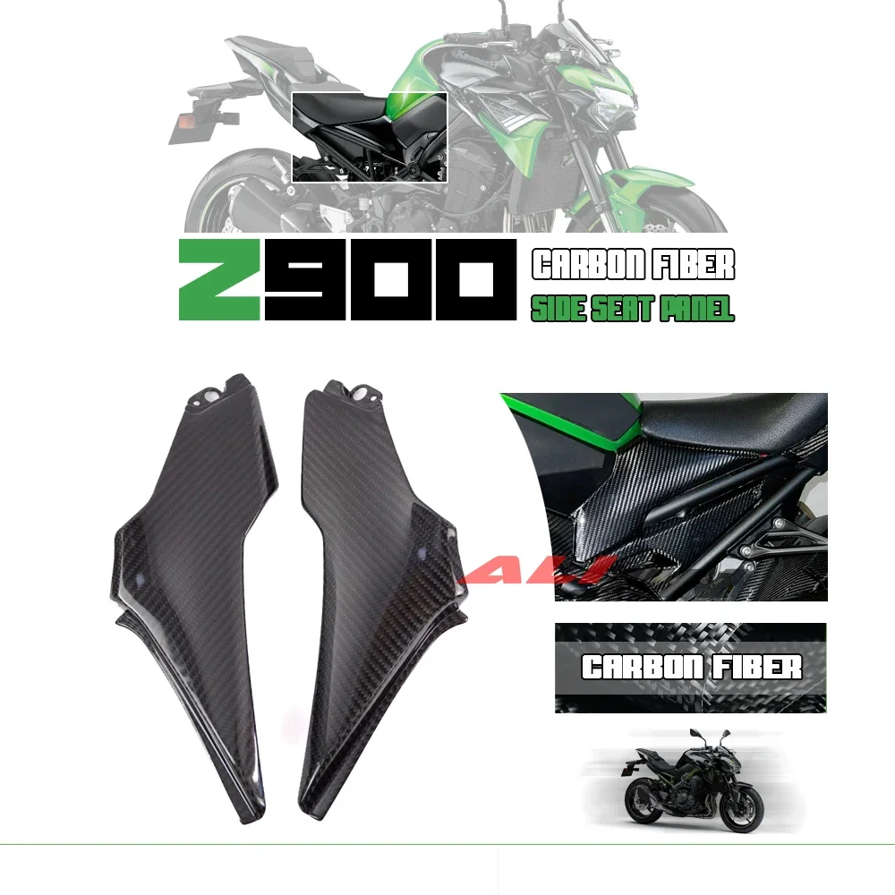 

Real Dry Carbon Fiber For Kawasaki Z900 2017-2023 2021 2022 Z900SE Motorcycle Rear Side Seat Under Frame Cover Panel Fairing