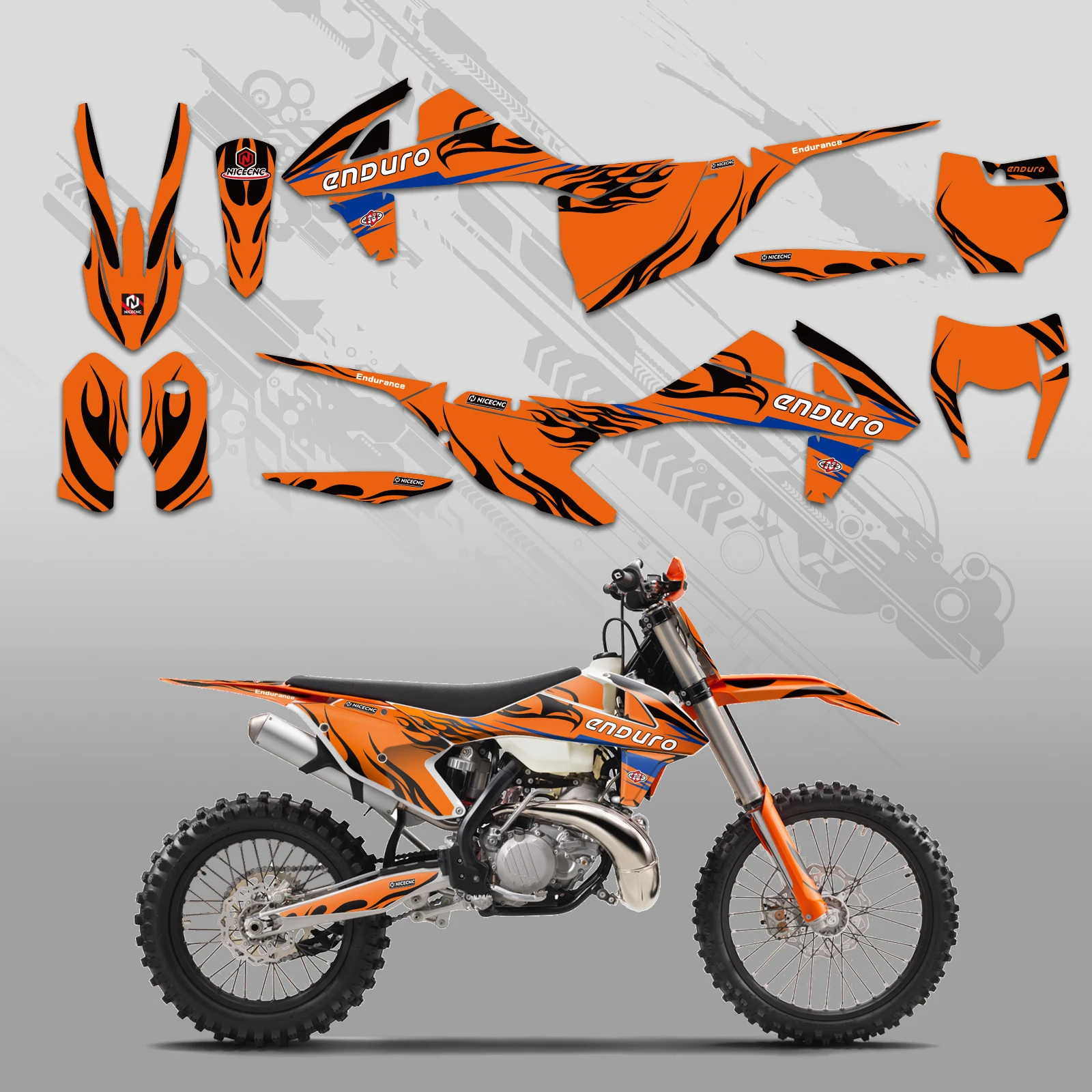 

For KTM EXC 300 EXC 250 EXCF 350 EXC450F XC 300 XCF 350 450 2017 2018 2019 Motocross Graphic Background Decals Sticker Customize