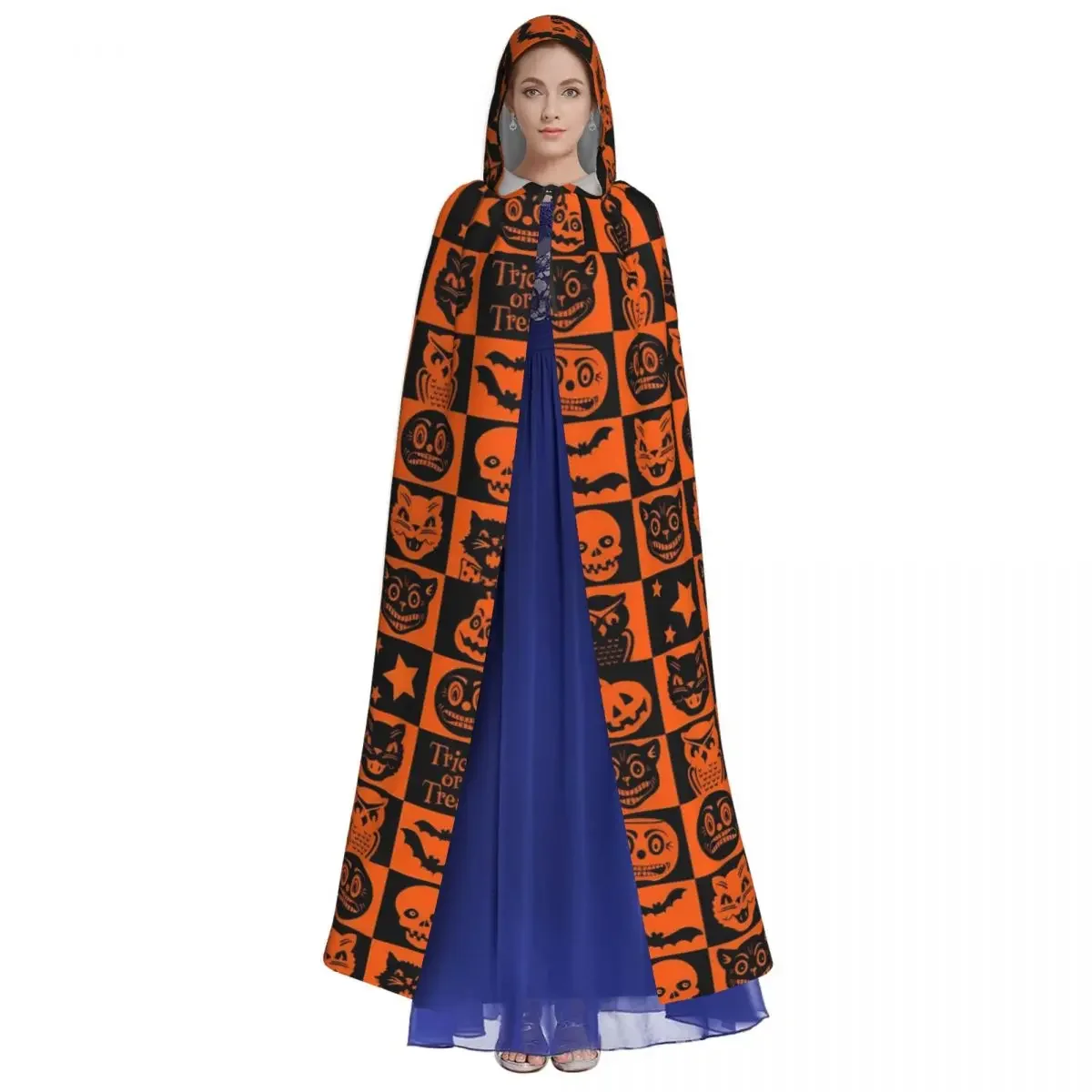 Customization Women Men Halloween Cloak With Hood Gothic Bats Ghosts Witch Grim Reaper Robe Costume For Party