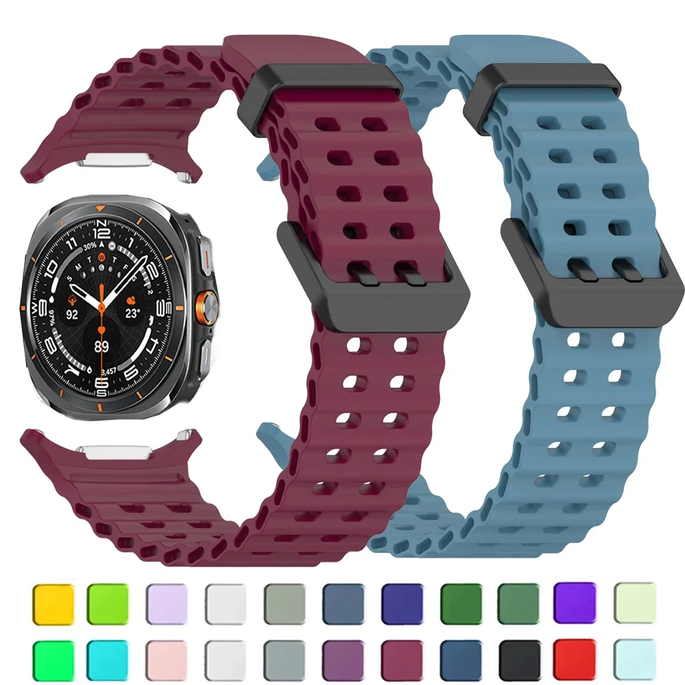 samsung-galaxy-watch-ultra-47mm用オーシャンスポーツバンド、シリコンブレスレット、隙間なしウォッチバンド、アクアティクスwatch7-47mmストラップアクセサリー