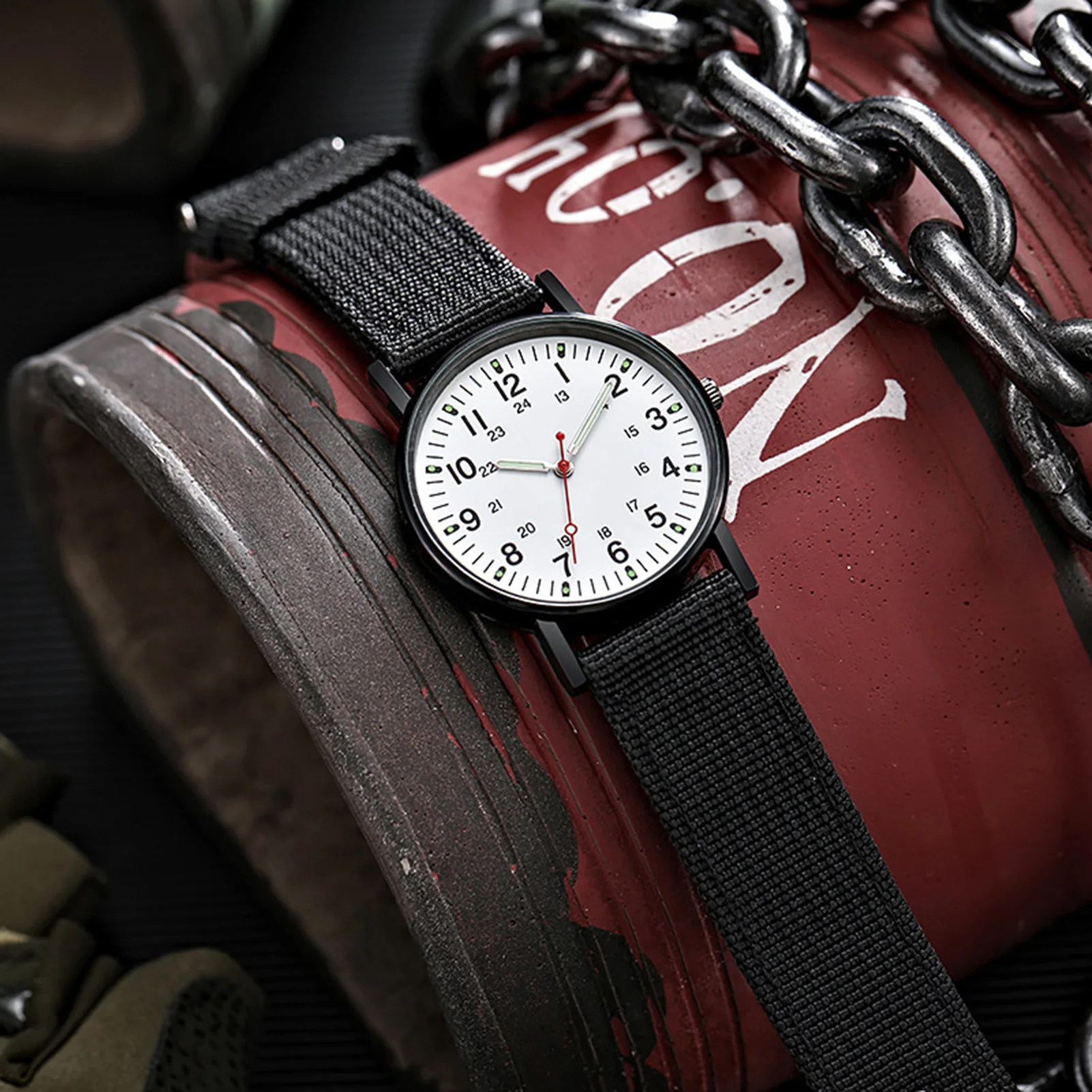 Glow In The Dark Mens Watch Nylon Strap Casual Sports Wristwatch For Men Outdoor Military Style Watch