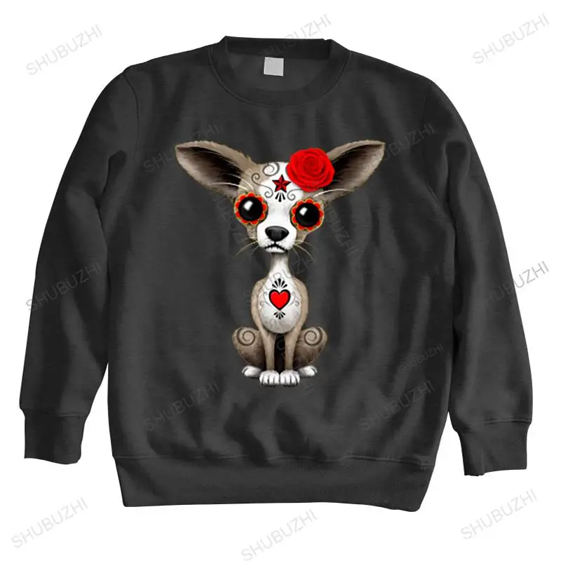 mens funny print hoodies Plus Size Sugar Skull Chihuahua Dog Plain Male Custom Cotton long sleeve Men hoody Adult Clothing