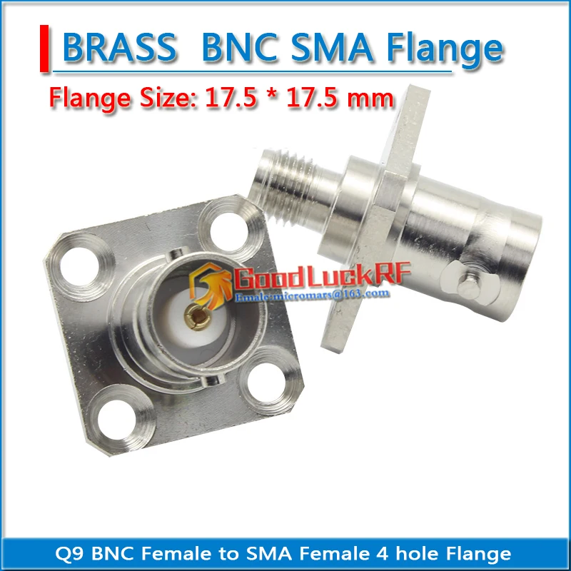 

1X Pcs Q9 BNC Female to SMA Female Plug 4 Hole Flange Panel Mount Nickel Brass RF Connector Coaxial Adapters Socket