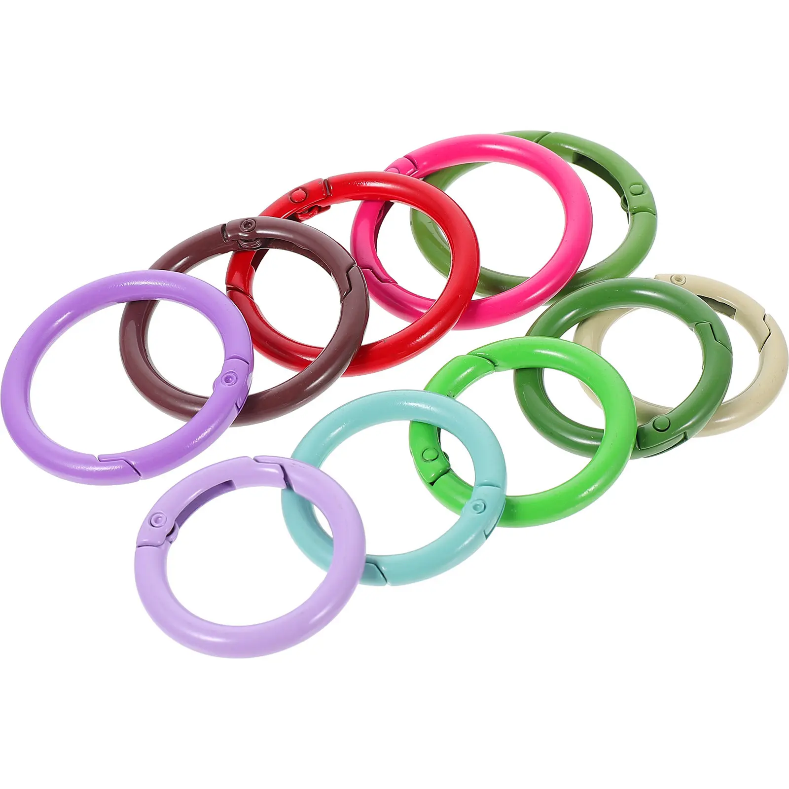 10Pcs Colorful Flat Spring Key Rings DIY Craft Kit for Personalized Keychains Gifts Family Fun Creative Activity Secure Closure