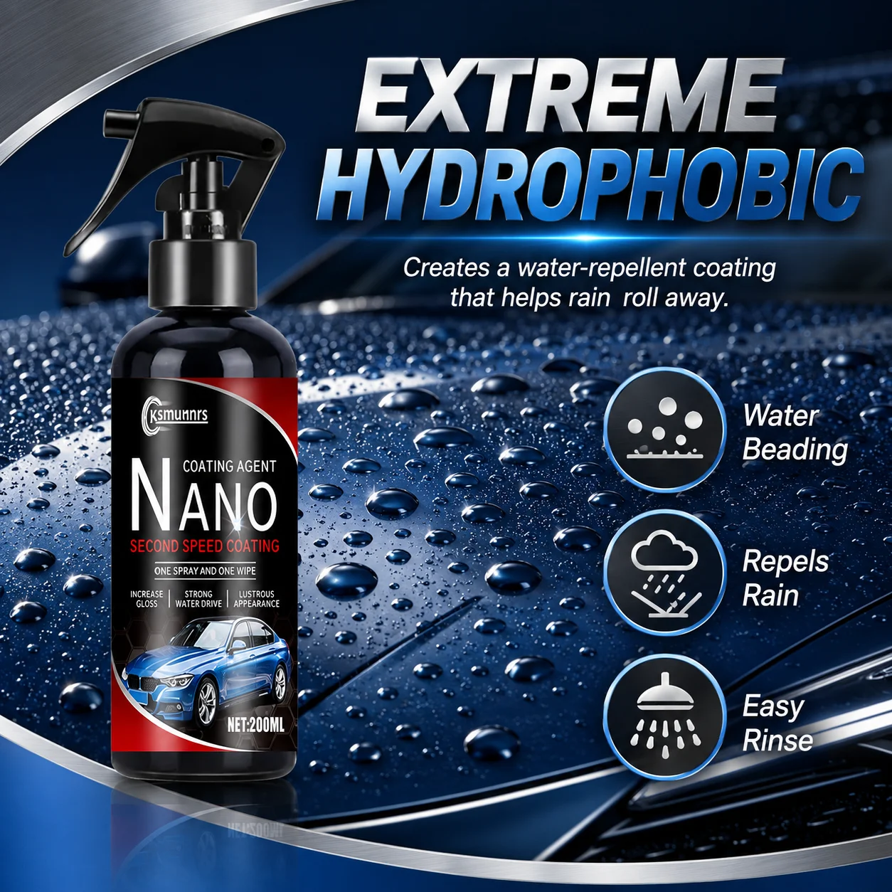 200ml Nano Second Speed Coating Agent, Car Ceramic Coating Spray, Instant Paint Restoration, Refreshes Shine for Auto Paint