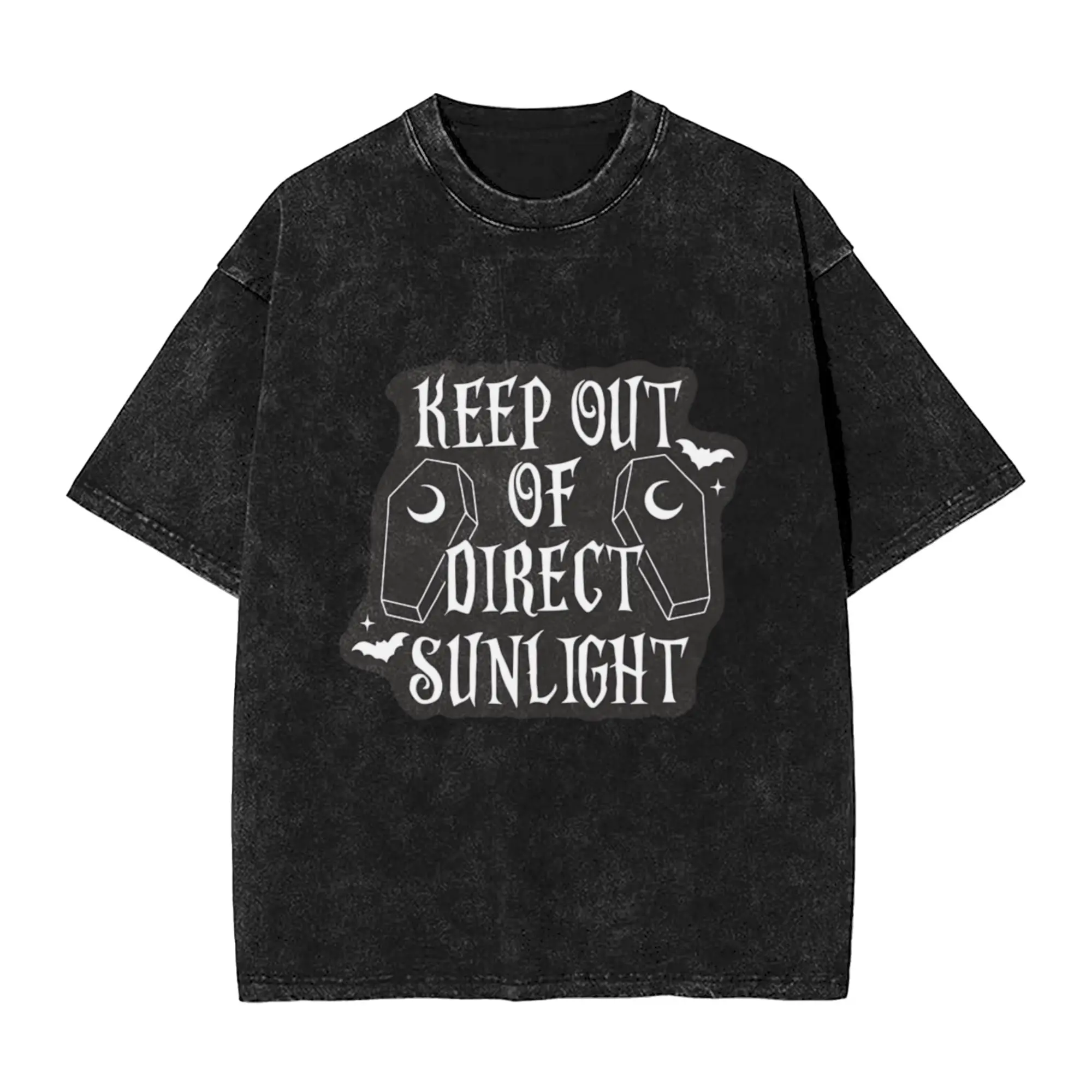 Keep Out Of Direct Sunlight Goth  Unique Cool A Washed T Shirt Men's Women's Oversized Cotton Tees Tops