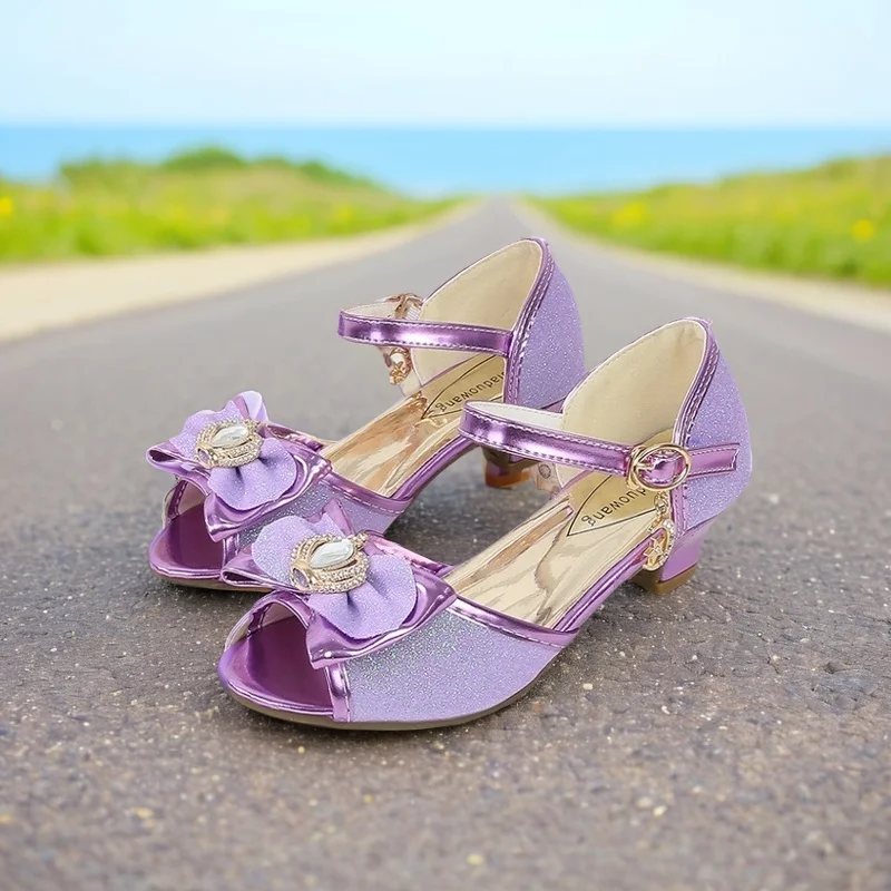 Girl's Pink High-heeled Sandals Kid's Summer Party Sandalies Students Children Slipper Sandals Princess Performance For Girls