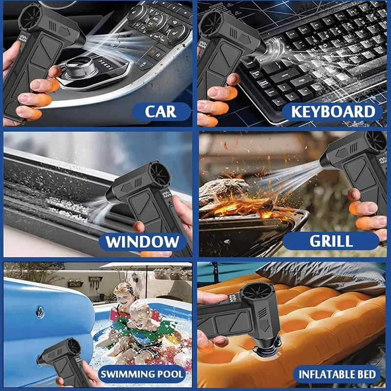 Electric Turbo Jet Fan 1000000 RPM Brushless Motor Turbo Violent Fan USB Rechargeable Powerful Dust Blower 8000mah